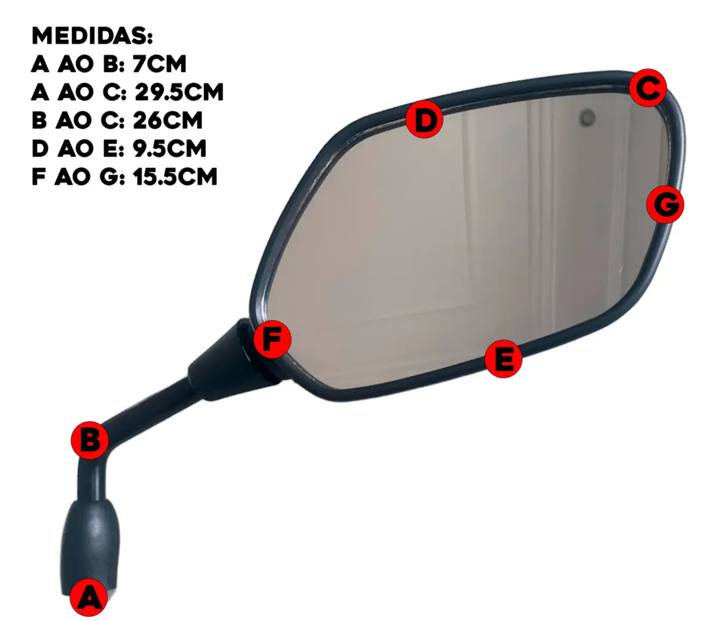 Retrovisor Premium CB 500F – Lente Cx. Prata e Haste Longa - Imagem 3