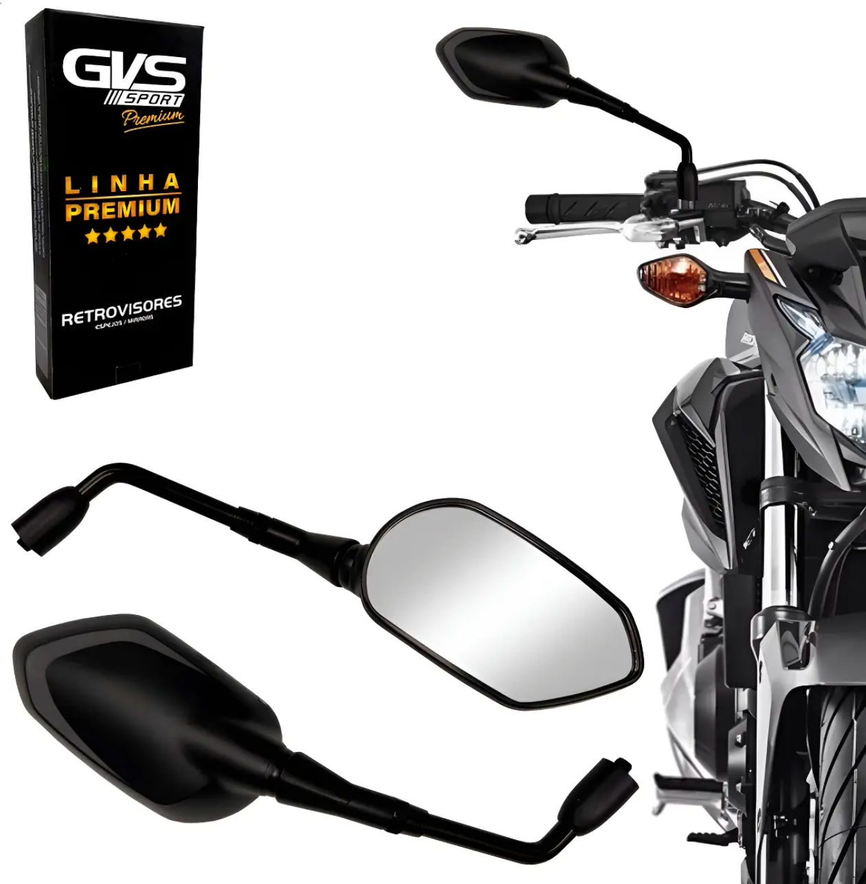 Retrovisor Premium Tiger Sport 660 – Lente Cx. Prata e Haste Padrão