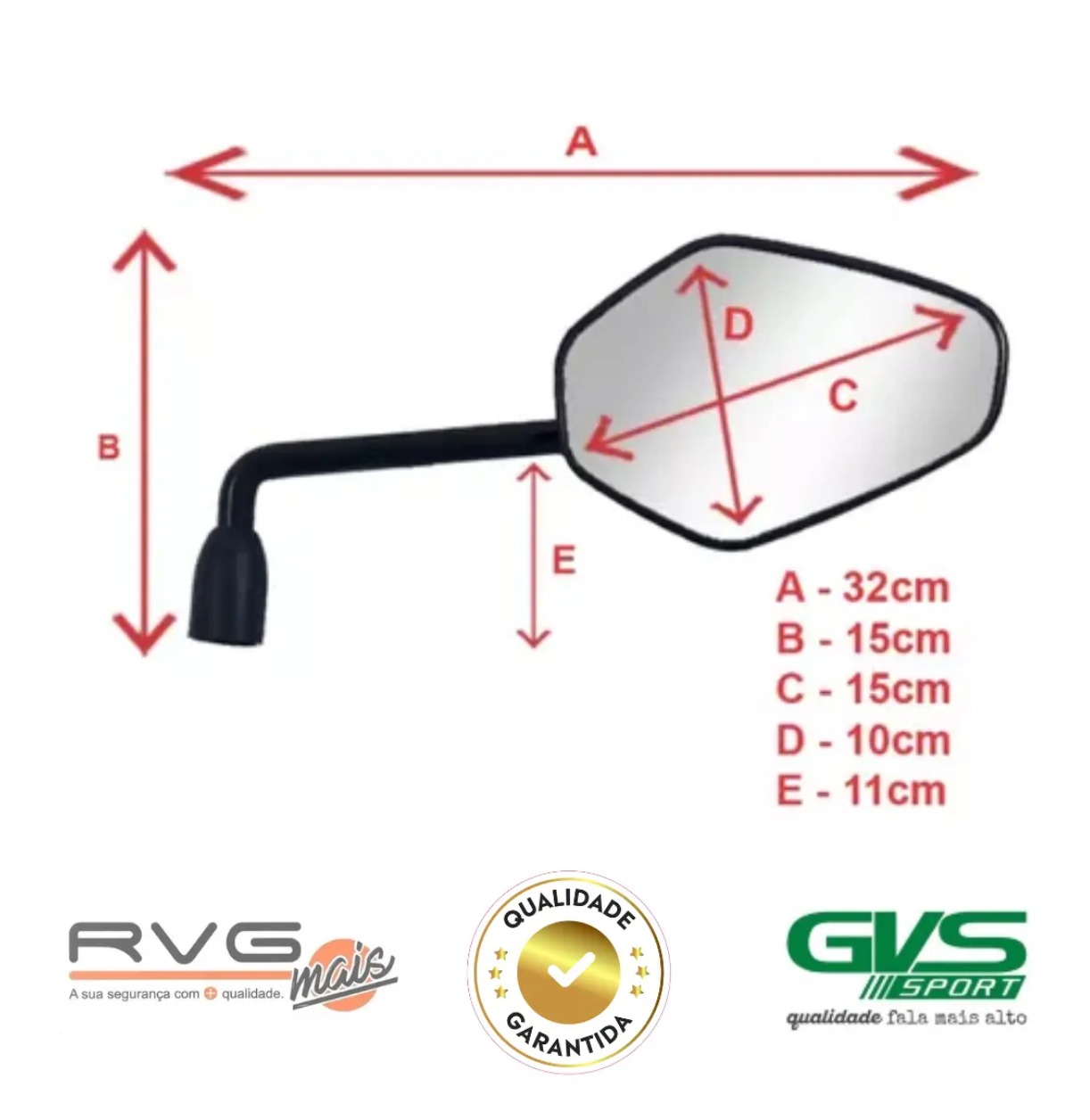 Retrovisor RGV Tiger 1200 – Lente Cx. Prata e Haste Padrão - Imagem 2